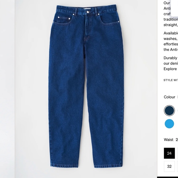 NWOT Kotn Antifit Denim Jeans, Dark Wash, size 25 - Picture 3 of 5